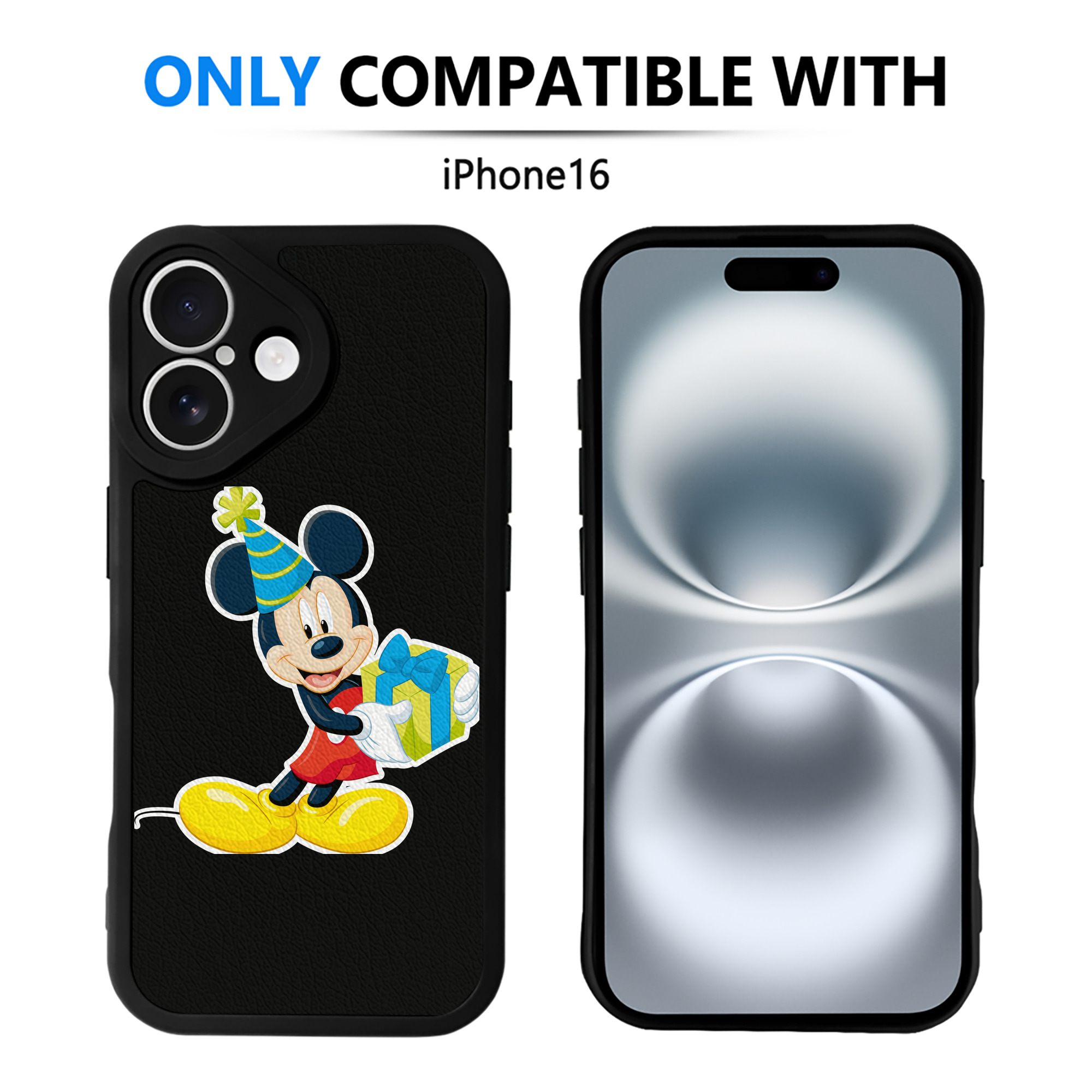 （画像用） ミッキーマウス Mickey Mouse 【iPhone 16シリーズ対応】シリコンスマホケース（レザー調） 材質：シリコン